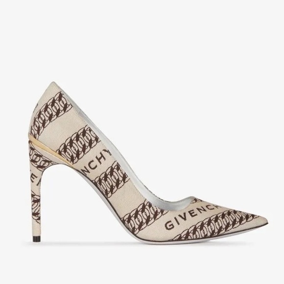 Givenchy Logo Printed Canvas Heel Pumps - Picture 1 of 10